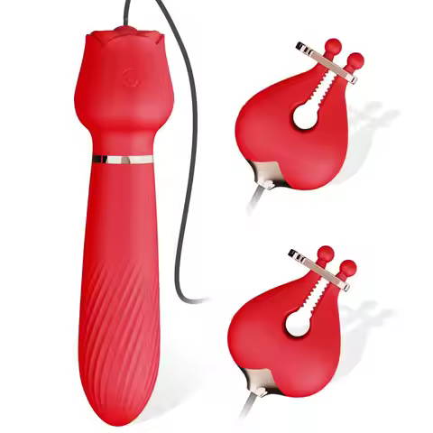 Breast clip vibrator, female clitoral rose vibrator, breast teasing massager