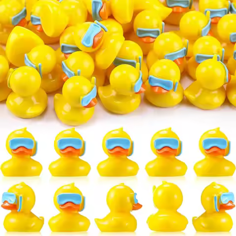 5/10pcs Mini Resin Diving Ducks Miniature, Summer Beach Tiny Ducks Figures for Fairy Garden Micro La