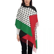 Palestine Flag Scarf Wrap for Women Long Winter Warm Tassel Shawl Unisex Palestinian Hatta Kufiya Ke