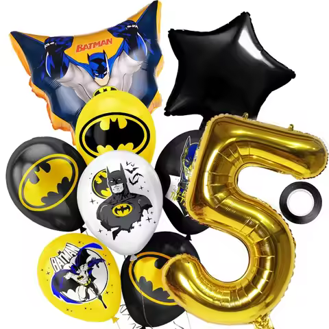 Hot New Anime Batman Balloons Set Birthday Party Decoration 1-9 Number Star Foil Balloon Kit Toys Pa
