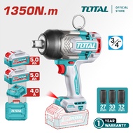 TOTAL Tools Cordless Impact Wrench + Battery + Charger (20V / 1350Nm / 3/4" / Brushless) TIWLI201355