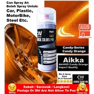 [ Candy Orange ] 2K Paint Aikka 4405 CW DIY Aerosol Spray 370ml Orange Terang Untuk Cover Set Motor 
