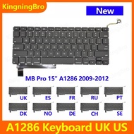 New A1286 Keyboard For MacBook Pro 15" 2009 2010 2011 2012 Replacement Keyboard US UK Spain French R