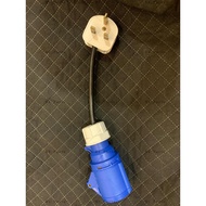 RV UK Plug Top to Waterproof Industrial Connector for RV, EV, Campervan, Motorhome, Caravan