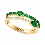 エフィー コレクション レディース リング アクセサリー EFFY Emerald (3/4 ct. t.w.) & Diamond (1/10 ct. t.w.) Stack Look Double