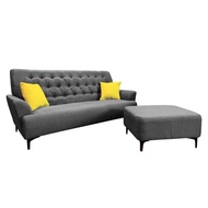 [A-STAR] Renee High Back 3 seater Sofa with stool ottoman (Fabric Grey)