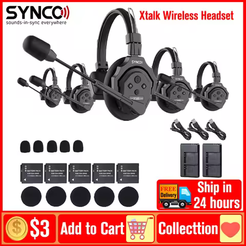 SYNCO Xtalk X5 Xtalk X2 X3 Wireless Headset Intercom System 2.4G Communication Wireless Microphone f