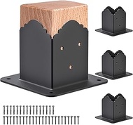 4x4 Post Base, Inner Size 3.6'' x 3.6'' Wood Fence Post Anchor Base, Heavy Duty Post Base Brackets f