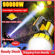 Lamp Flashlight Waterproof P70 wick with side lights 90000W 12000mah USB charging Emergency power ba