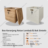 Lombok Woven Lid Box Basket Rattan Box 30x30x30