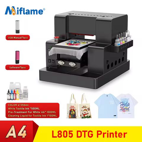 A4 DTG Printer Directly to Garment Printing Machine L805 DTG Printer Tshirt Printer A4 Flatbed Print