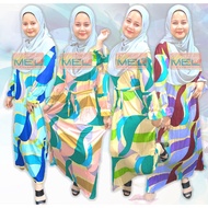 Dress Pleated Abstract Jubah Abaya Muslimah Plus Size Maternity