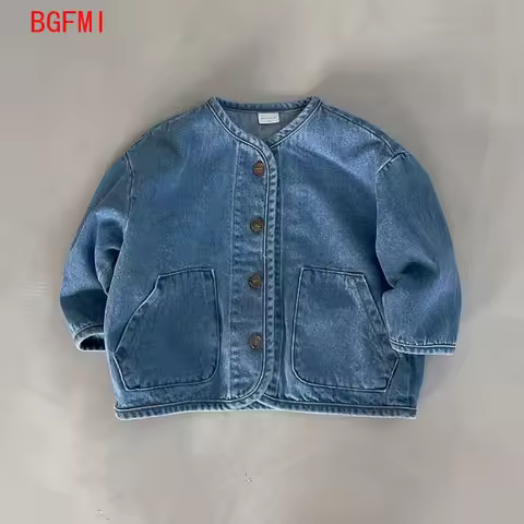 Korean Fashion Baby Boy Girl Cotton Denim Jacket Infant Toddler Child Jean Coat Kid Outwear Casual S
