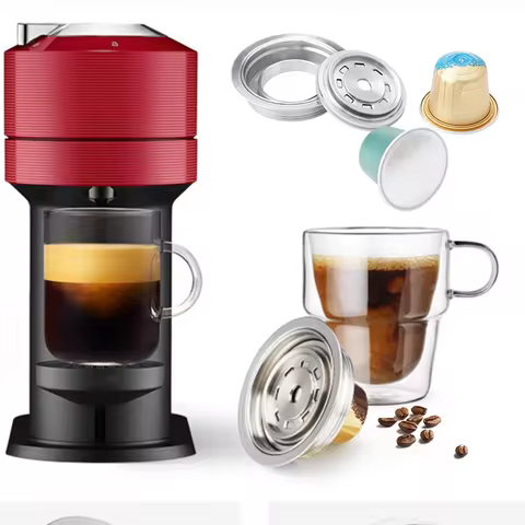 Reusable coffee capsule adapter for converting Vertuoline Vertuo Pop Next Nespresso to Vertuoline po