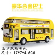 Children s toy car gift simulation model of double-decker bus bus sound and light alloy metal back o
