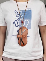 牛皮掛脖眼鏡盒 太陽眼鏡袋 墨鏡包近視眼鏡盒 帶卡槽