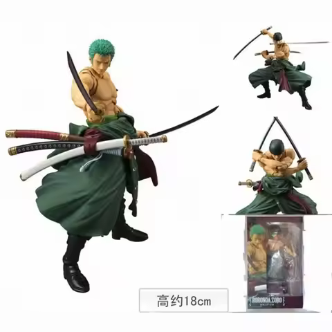 18cmOne Piece Three-Sword Stream Zoro GK MH New World Three-Sword Stream Mobile Zoro Full Set of Fig