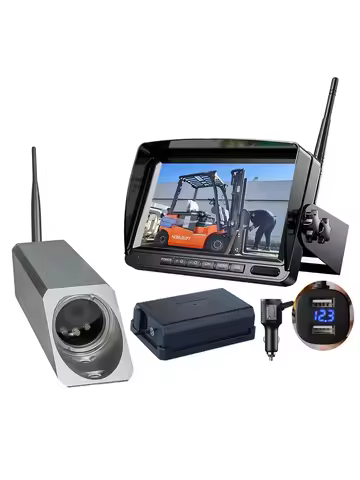 Lastbus Digital Wireless 7" IPS Split 2 Screen Forklift Front View Camera IP69K Waterproof Night Vis