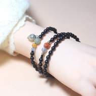 【黑曜石手串】精品玉石男女士佛珠送朋友生日節日禮物蓮花手鏈