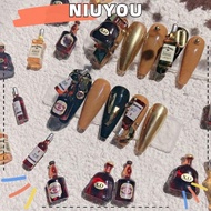 NIUYOU 3pcs Nail Art Bottle Ornament,  Drink Bottle Mini Manicure Nail Decoration, Fashion Nail Charms DIY Nail Resin Wine Bottle Jewelry