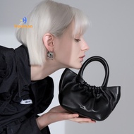 Tote Bag - White Pleated Sheepskin Shoulder/Crossbody Bag