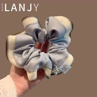Korean Style Fresh Blue Gray Scrunchie Elegant Sweet Low Ponytail Hair Tie High-End Scrunchie 7UMA