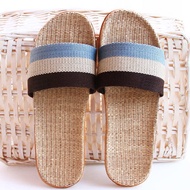 bedroom slippers Natural linen massage, comfortable sweat absorption and breathability in the bedroom, non-slip at home, parent-child men and women, cotton and linen couple slipper