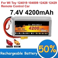 7.4V 4200mAh Large Capacity Lithium Polymer Battery for Wl Toy 124019 104009 12428 12429 Remote Cont