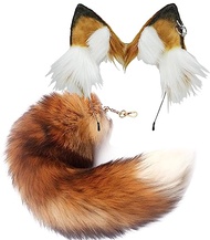 Lupidyyxun Fox Ears and Tail Set Therian Wolf Cat Ears Cosplay Costume