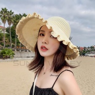 SUNNY VALLEY Topi Pantai Perempuan Boleh Dilipat Foldable Summer Beach Hat Wide Brim Straw Hat Bowkn