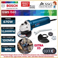 100% Original BOSCH GWS 060 4'' Professional Angle Grinder / Mesin Pencanai Potong Besi / Extra Free