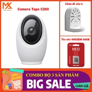 Tapo C260 Camera Combo + L Base + Hiksemi Memory Card (64GB/128GB) – Wifi Security Camera Scanning, 