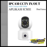 IPCAM CCTV APLIKASI ICSEE 4MP Dual Lens WiFi 8MP Camera Dual Screen Baby Monitor Auto Tracking Ai Human Detection Indoor Home CCTV Camera Connect Cellphone