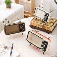 Phone Holder with Speaker Music Player Support Stand Non-slip Retro TV Mobile Phone Holder Stand for
