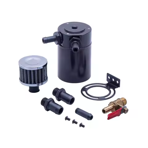 Universal 2.0L Racing Baffled 2-port Oil Catch Can Tank Air Oil Separator with filter and valve