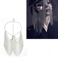 flgo Tassels Face Chain Party  Women Punk Masquerade  Face Headwear Chain