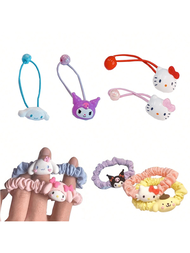 1 Pieza Banda Elástica De Goma Para Cabello De Dibujos Animados Kitty Cat De Hello Hair Rope Melody Kawaii, Accesorios Para El Cabello En Forma De Brazalete Y Regalo (algunas Partes Pueden Ser Aleatorias)