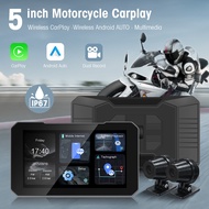 5 Inch Portable Carplay Motorcycle DVR GPS Navigation IPX7 Waterproof LCD Display for Wireless CarPl