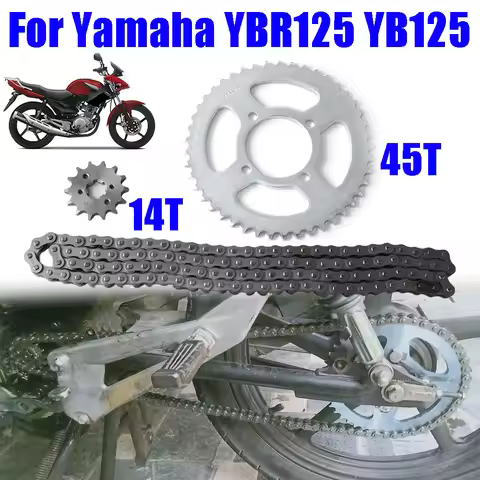 Motorcycle Parts Front Rear Sprocket Chain Gear Kit 45T 14T Tooth For Yamaha YBR125 YB125 YB125Z YBR