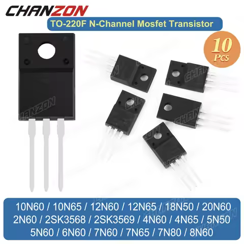 10Pcs TO-220F 20N60 6N60 7N65 4N60 10N60 2N60 8N60 12N60 18N50 7N60 5N60 4N65 12N65 10N65 5N50 N-Cha