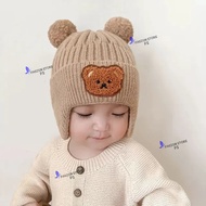 Pompom bear baby beanie hat, trendy model, baby boy hat 6-12 months, newborn baby boy beanie, 1 year