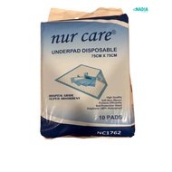 Nurcare Underpad Disposable 75CM X 75CM 10 Pads