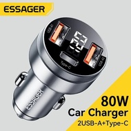 Essage 80W Car Charger USB Type C Dual Port USB Phone Charger PD Fast Charging For iPhone 13 Xiaomi 