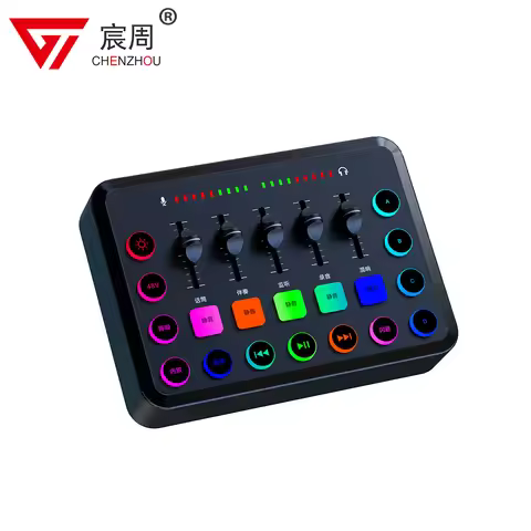 Gaming Audio Mixer,Rechargeable Audio Interface RGB Mixer with XLR Microphone Interface,48V Phantom 
