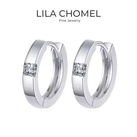 Women Birthday Gift 18K White Gold Hoop Earrings Valentine's Day 0.6CT Moissanite Diamond Girlfriend