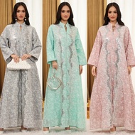 Party Dress Women Abaya Sequins Jalabiya Eid Muslim Morocco Kaftan Elegant Caftan Long Dresses Dubai