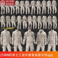 Marvelous Designer clo3d Men's Overalls Jacket Set 3d Model Overalls MD Source File