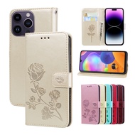 Rose Flower Wallet Flip Case For Samsung Galaxy A71 A51 4G 5G A41 A31 A21 A21S A11 M11 A2 Core Card Holder Book Leather Case Wallet Flip Cover