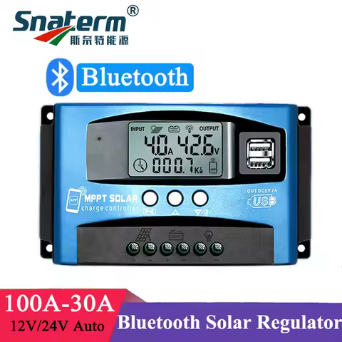 MPPT Solar Charge Controller 30A 40A 50A 60A 100A 12V 24V Auto Dual USB Load Discharger Solar Panel 
