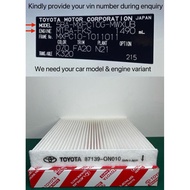 87139-ONO10 Toyota Corolla/Prius/Alphard/Vellfire/Vios/Allion/Camry/Sienta/Wish/Yaris Aircon Filter